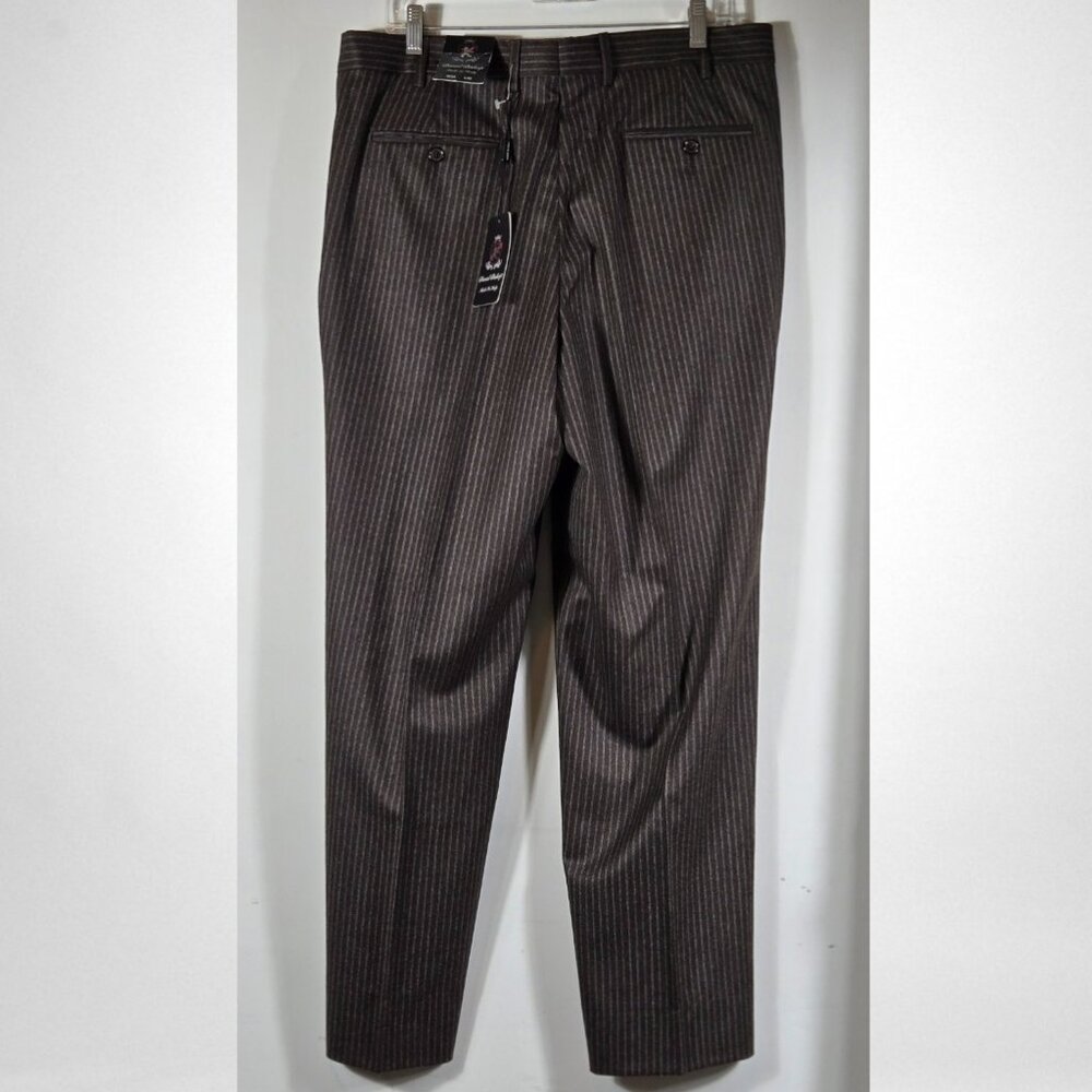 David Bishop NWT W34 X L30 Men's Black Pinstripe Dress Pants Made in Italy - Picture 3 of 14